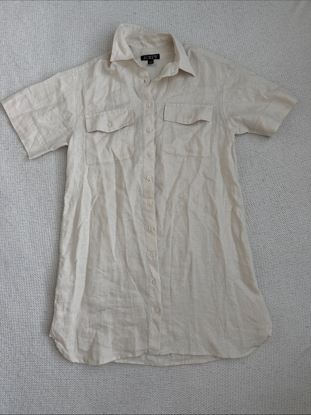 J Crew Linen Short Sleeve Collared Dress Size XXSP
